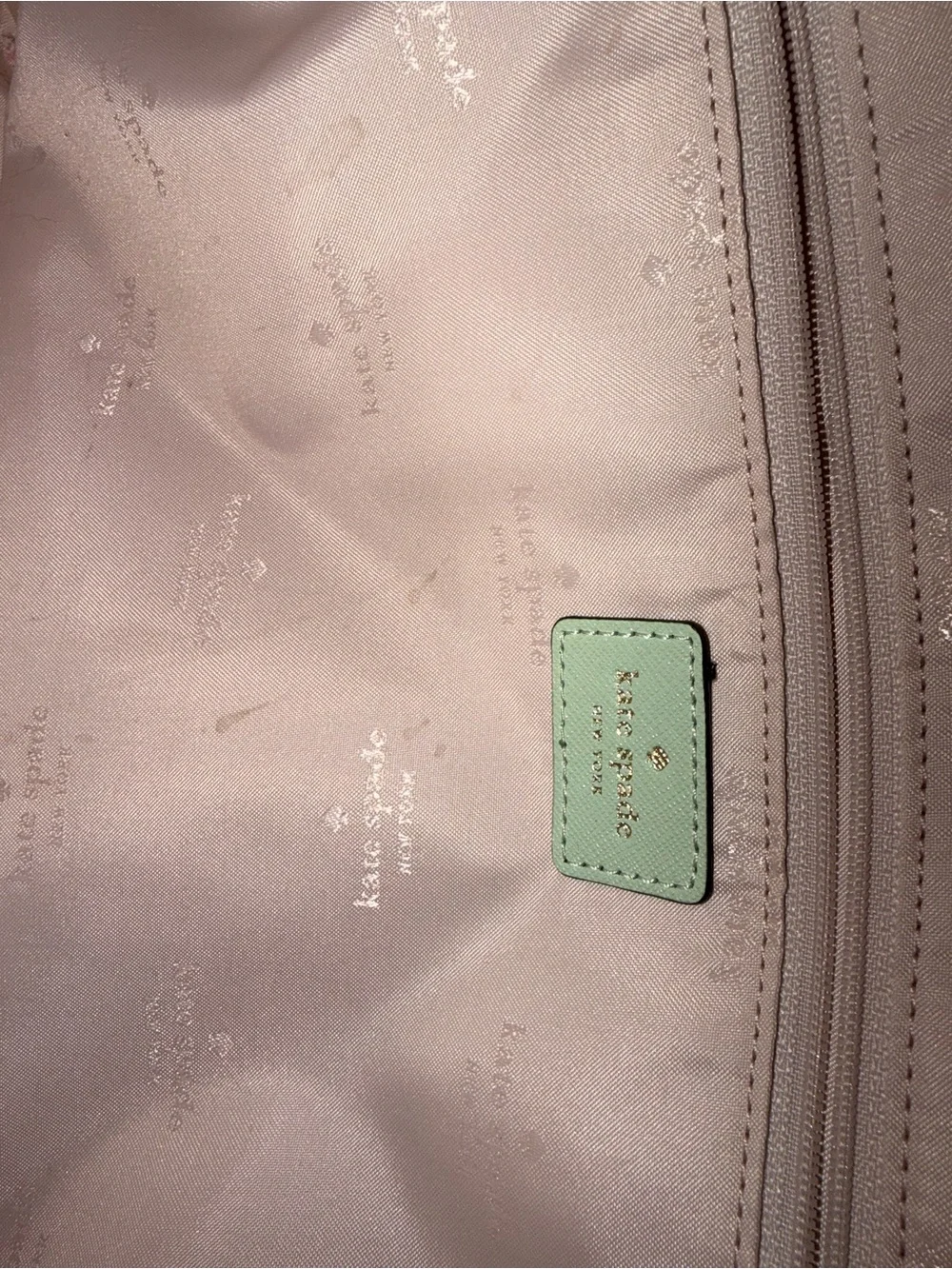 kate spade sage green Saffiano leather tote with gold hardware